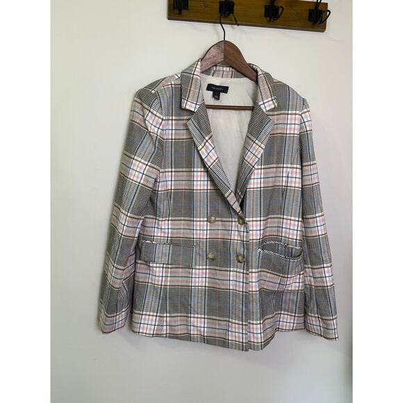 Halogen Plaid Double Breasted Blazer Women’s Size 1XL Pink Blue Check Jacket - Picture 1 of 6